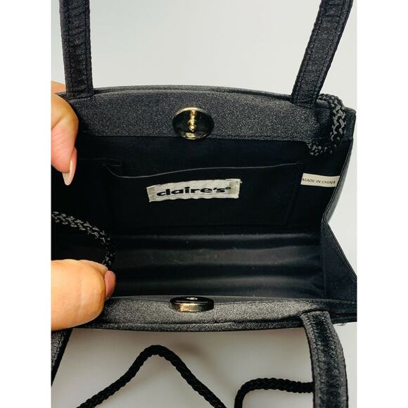 Small Black Evening Purse with Rhinestones, Optional Long Strap - Picture 5 of 5